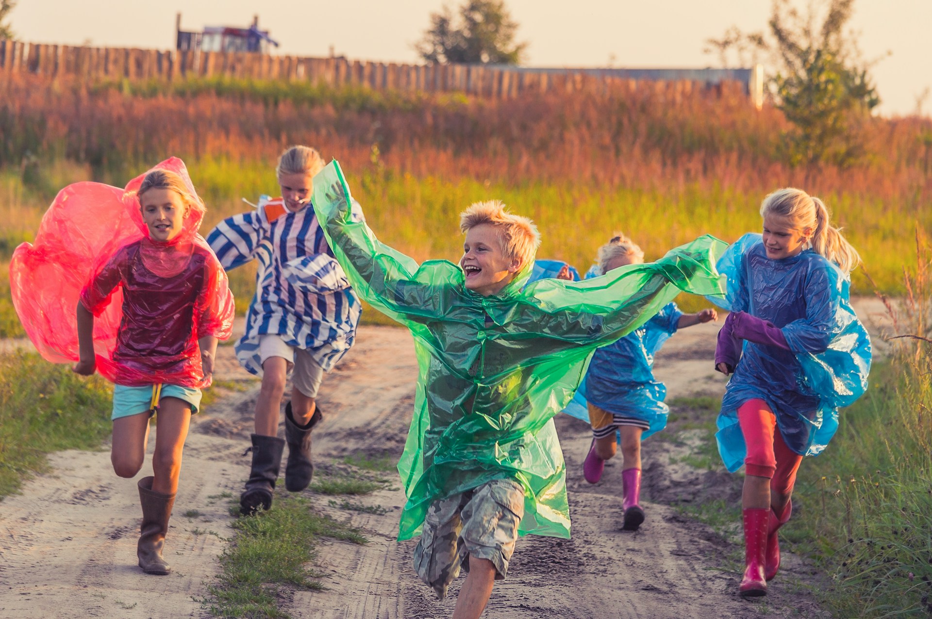 Children playing in field